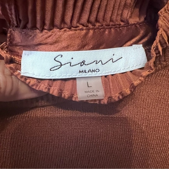 Sioni Milano Brown Sweater with Ruffle Collar Size:L great condition - Picture 6 of 8